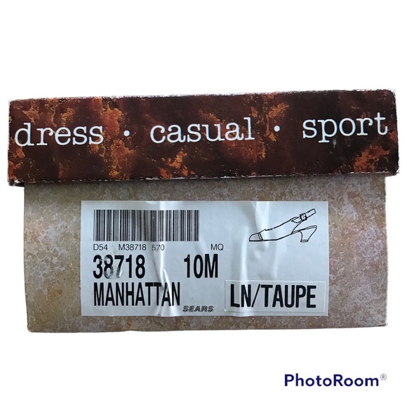 Vintage Sears Sling Back Heels - Manhattan - Linen and Taupe - Size 10 - Picture 7 of 8